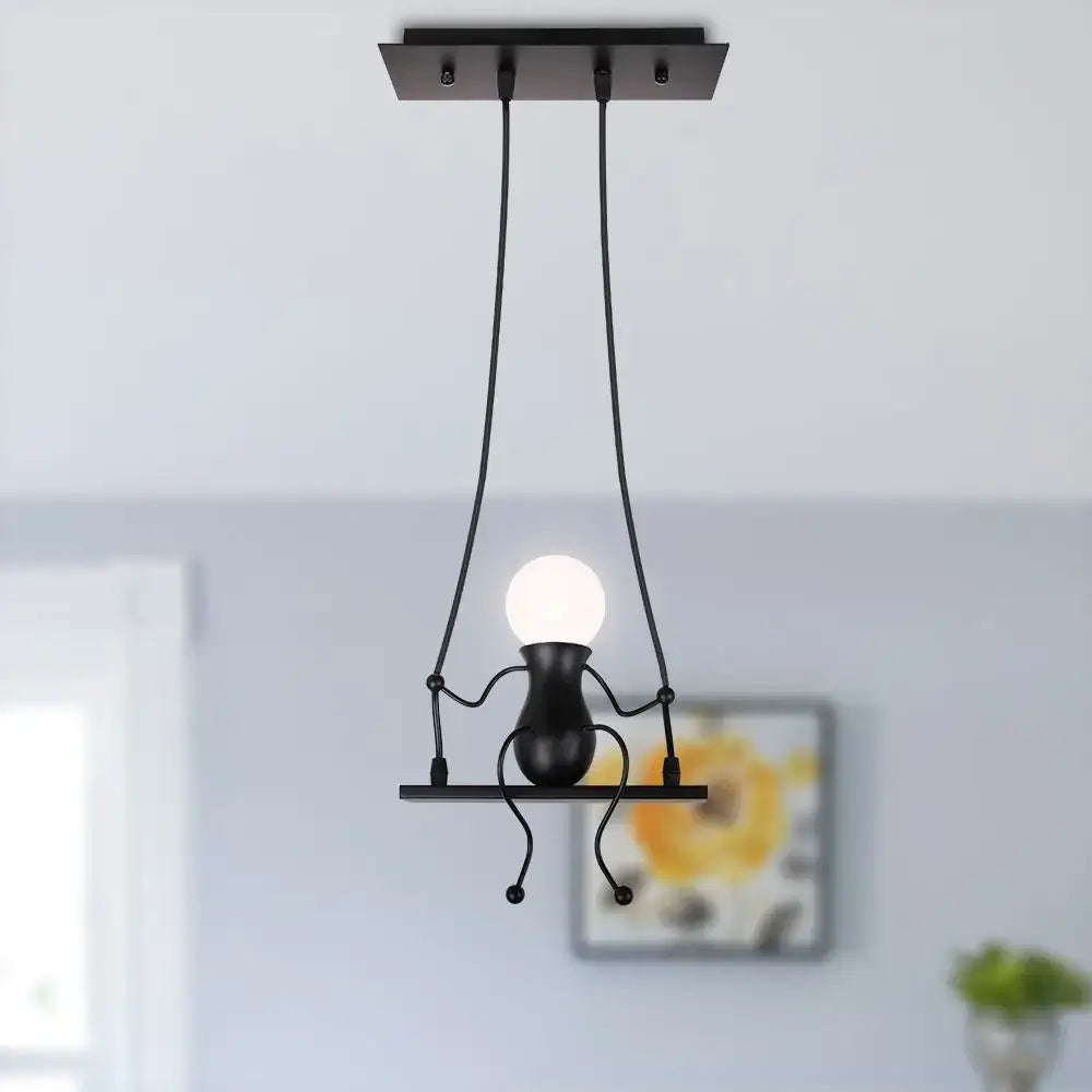 Modern black humanoid creative pendant light for bedroom