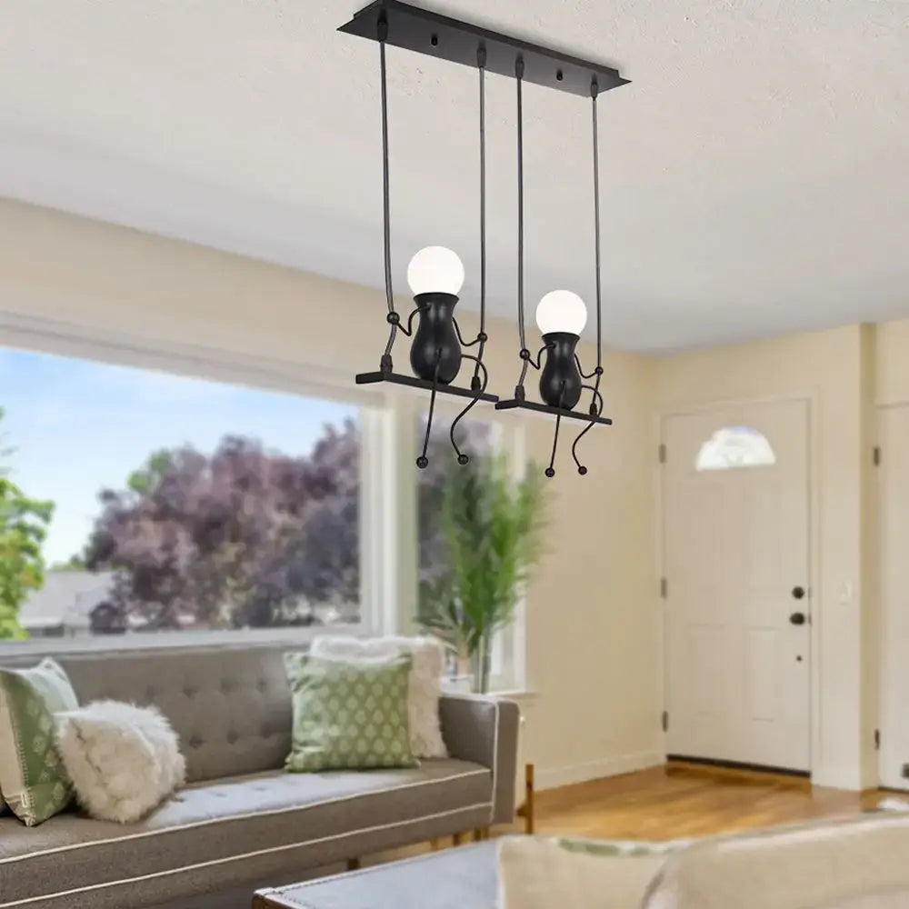 Modern black humanoid creative pendant light for bedroom