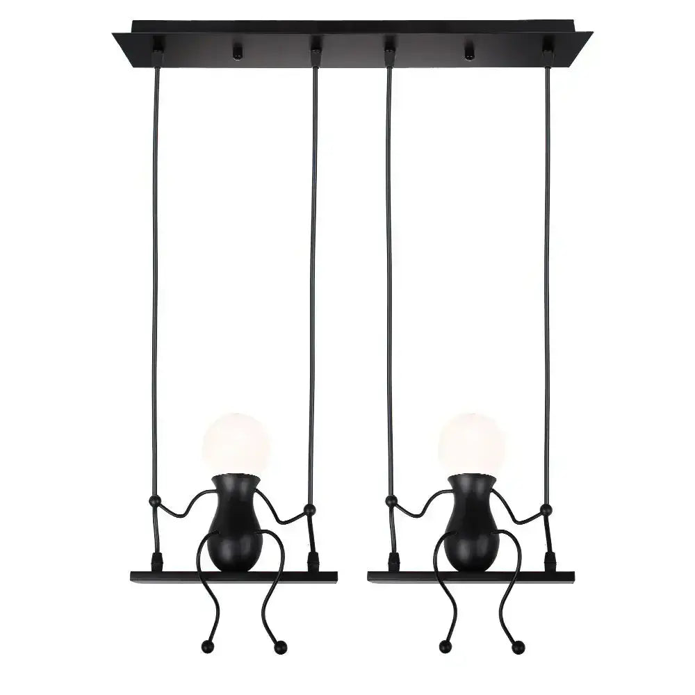 Modern black humanoid creative pendant light for bedroom
