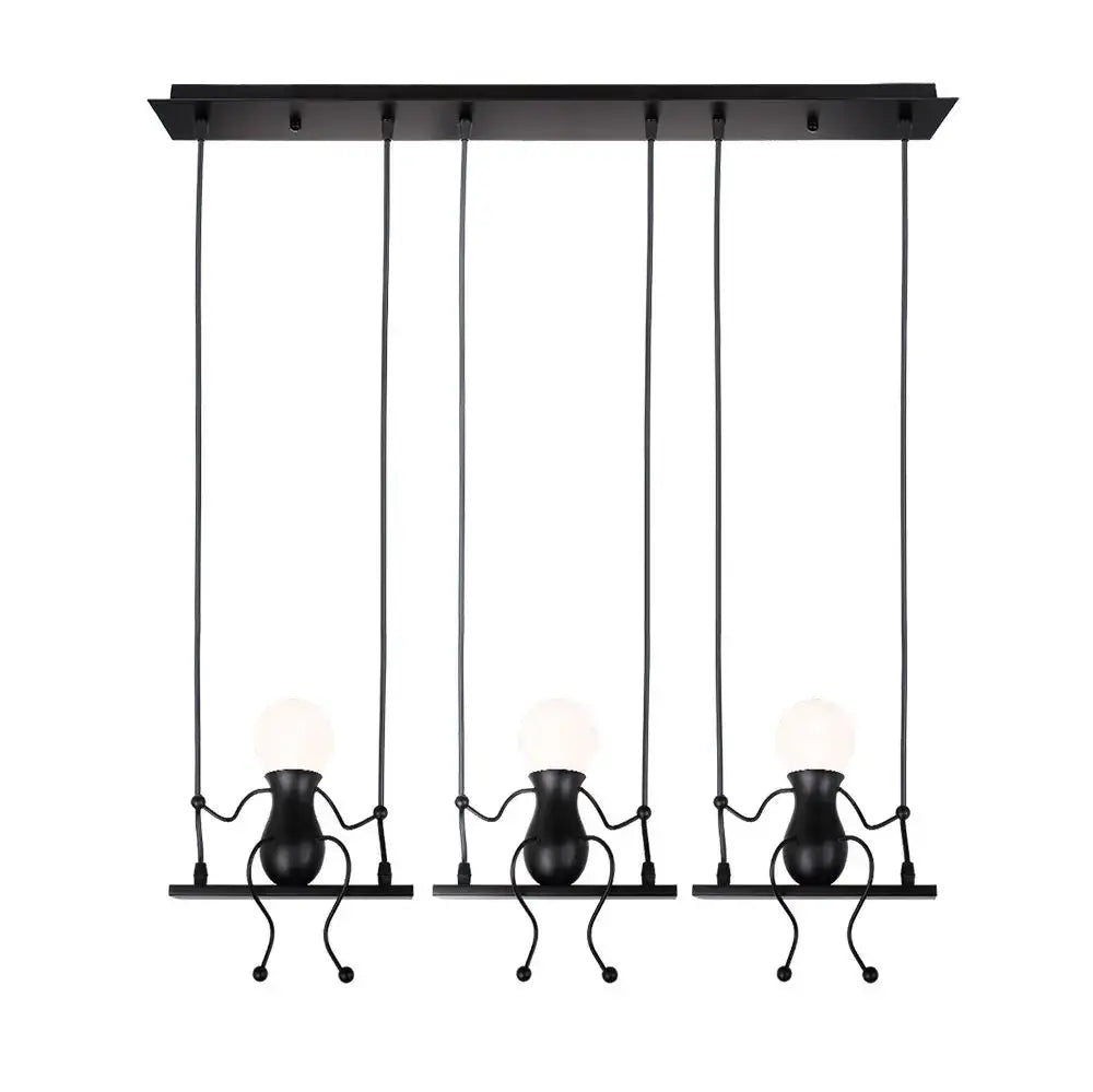 Modern black humanoid creative pendant light for bedroom