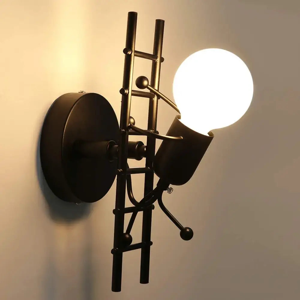 Modern black iron creative led wall sconce bedroom art decor