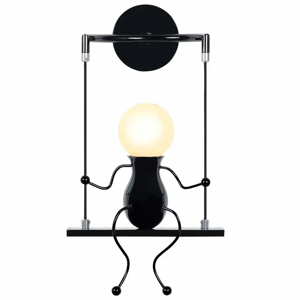 Modern black iron creative led wall sconce bedroom art decor