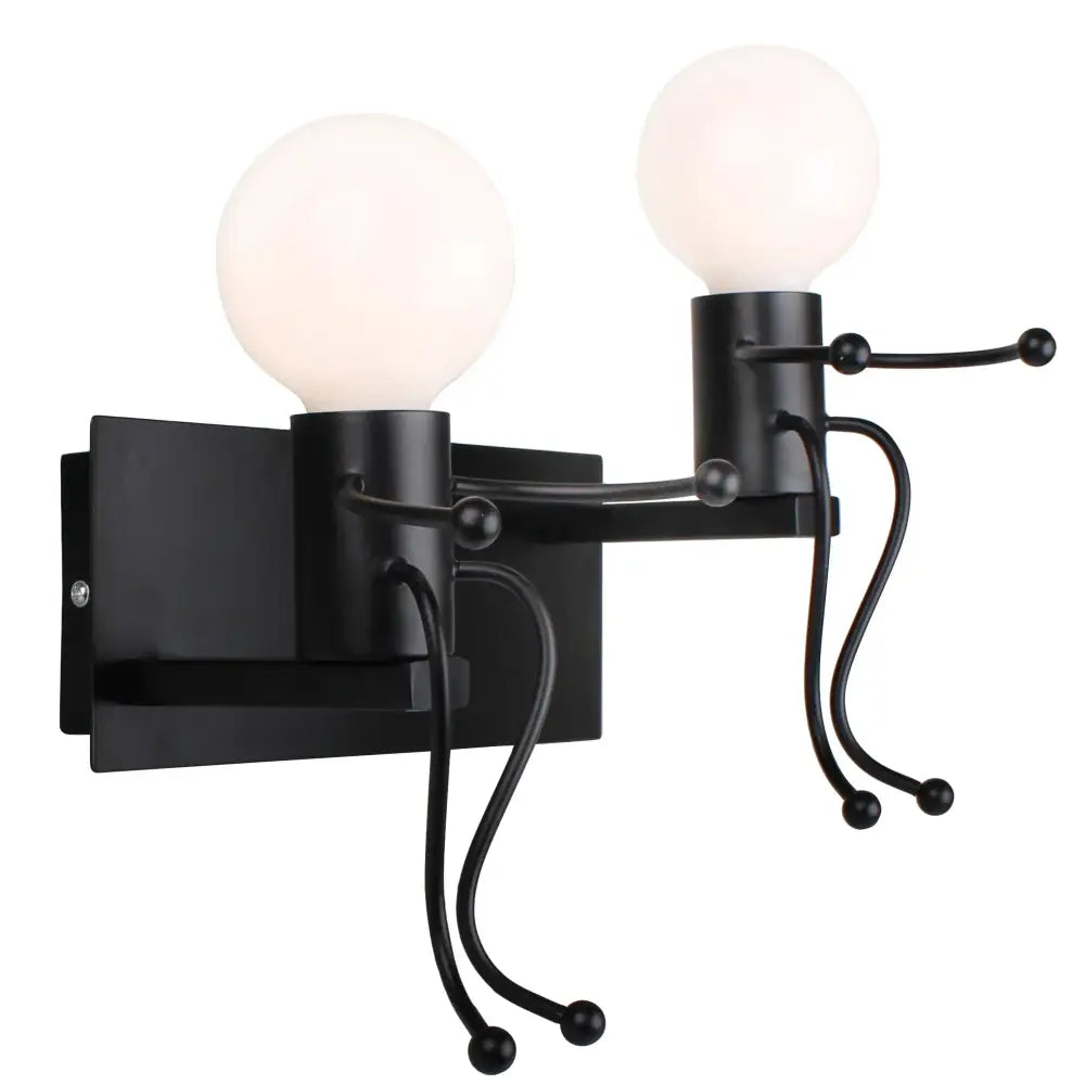 Modern black iron creative led wall sconce bedroom art decor