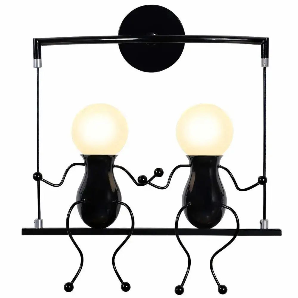 Modern black iron creative led wall sconce bedroom art decor