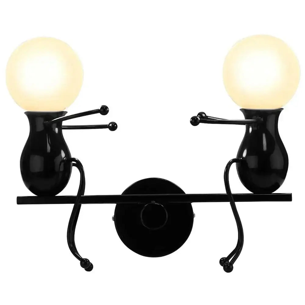 Modern black iron creative led wall sconce bedroom art decor
