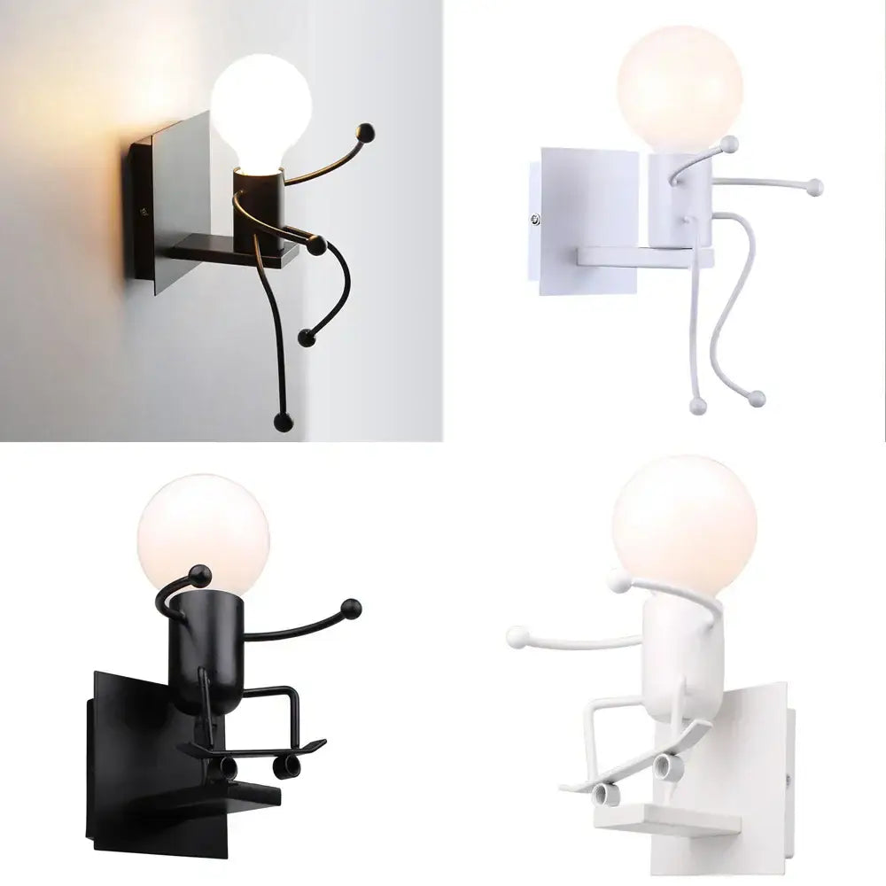 Modern black iron creative led wall sconce bedroom art decor