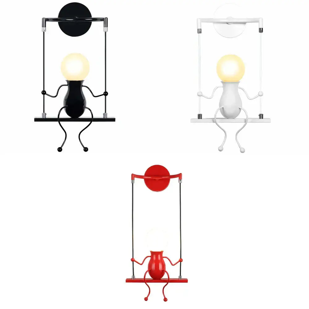 Modern black iron creative led wall sconce bedroom art decor
