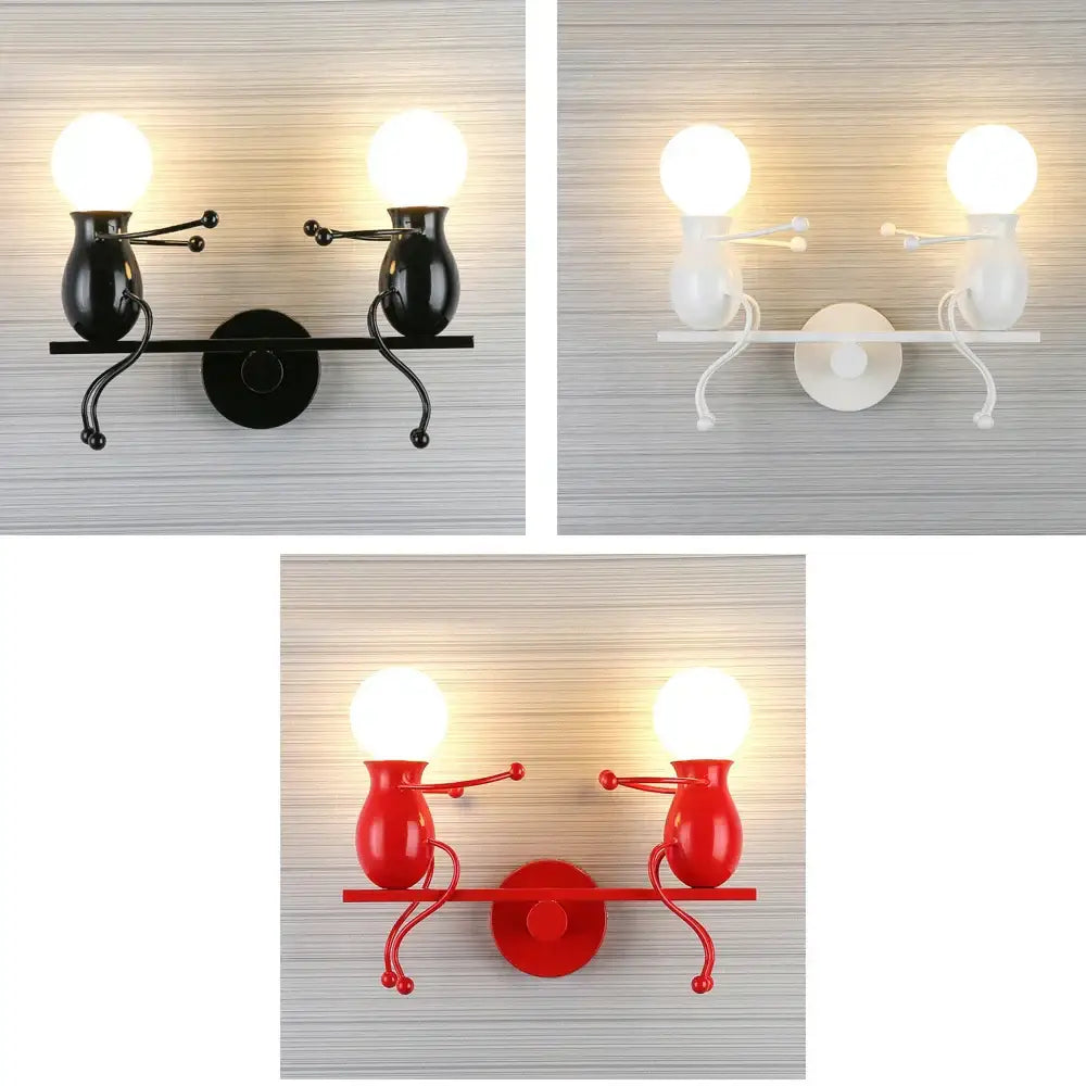 Modern black iron creative led wall sconce bedroom art decor