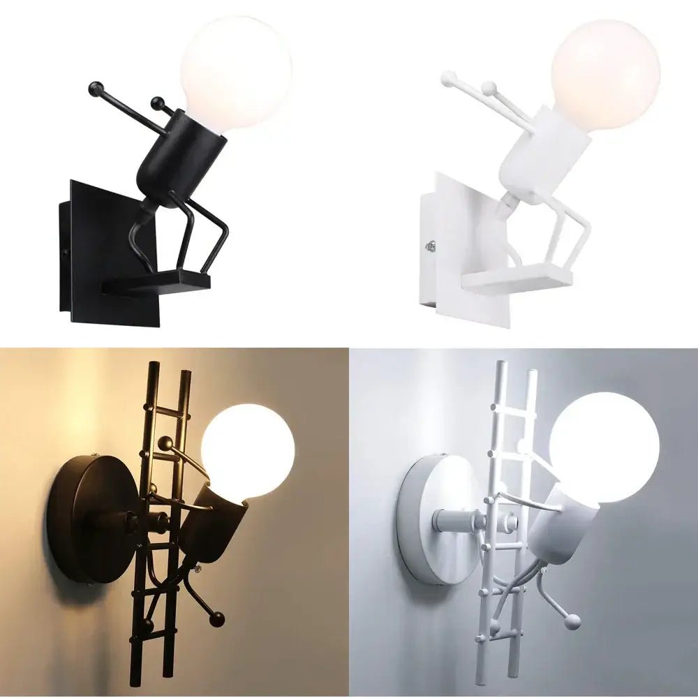 Modern black iron creative led wall sconce bedroom art decor
