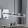 Modern black island pendant light dining room crystal flower decor