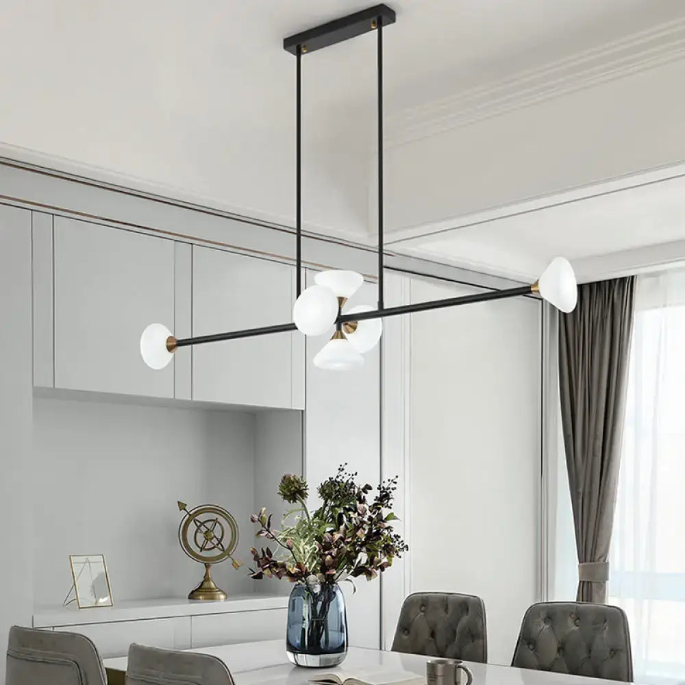 Modern black island pendant light with white glass – kitchen fixture