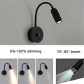 Modern black knob switch led gooseneck reading lamp bedroom wall light