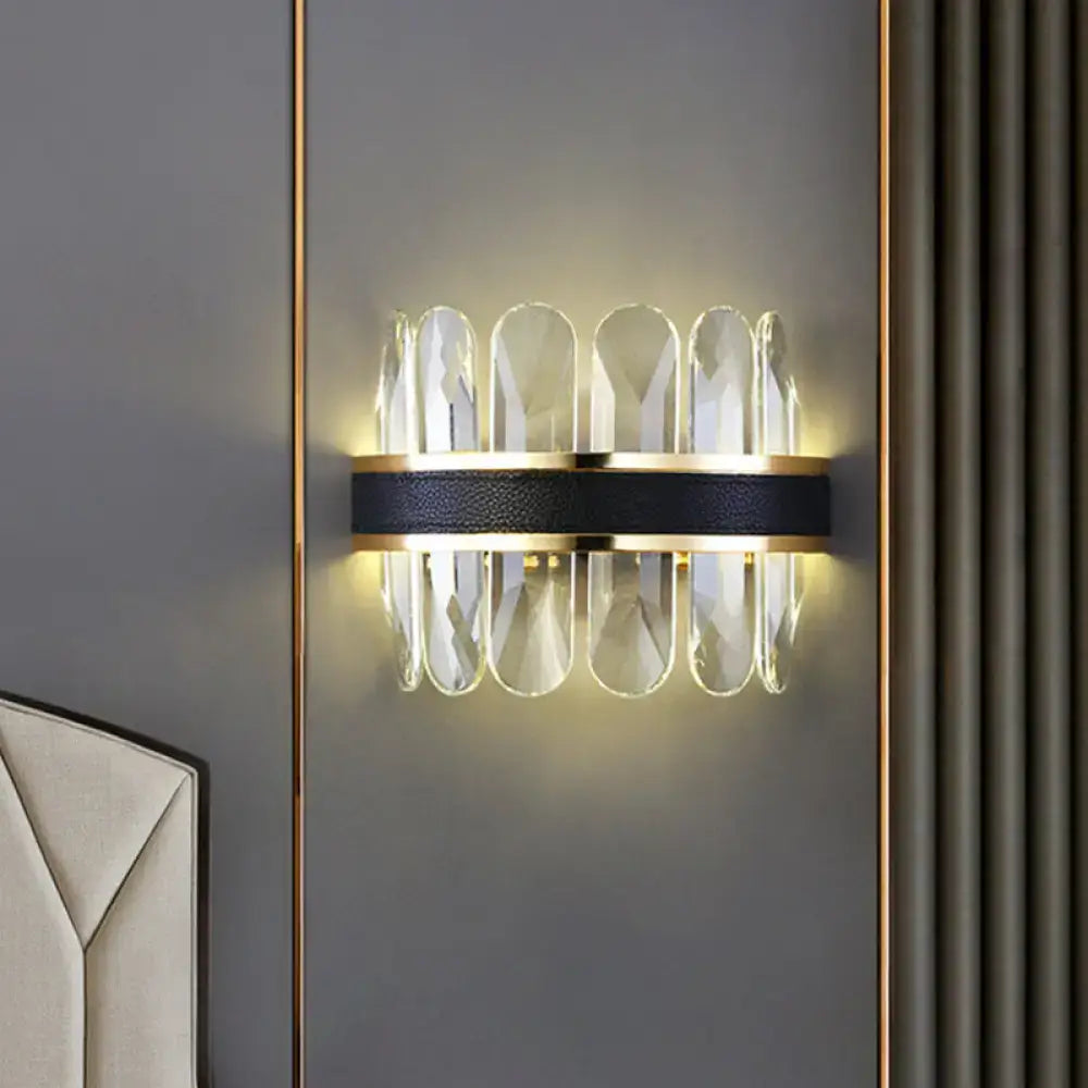 Modern black leather and crystal wall lamp bedroom 220v-240v light