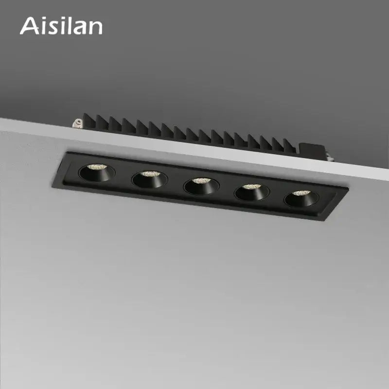 Modern black led grille downlight office recessed spot light