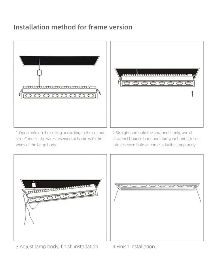 Modern black led grille downlight office recessed spot light