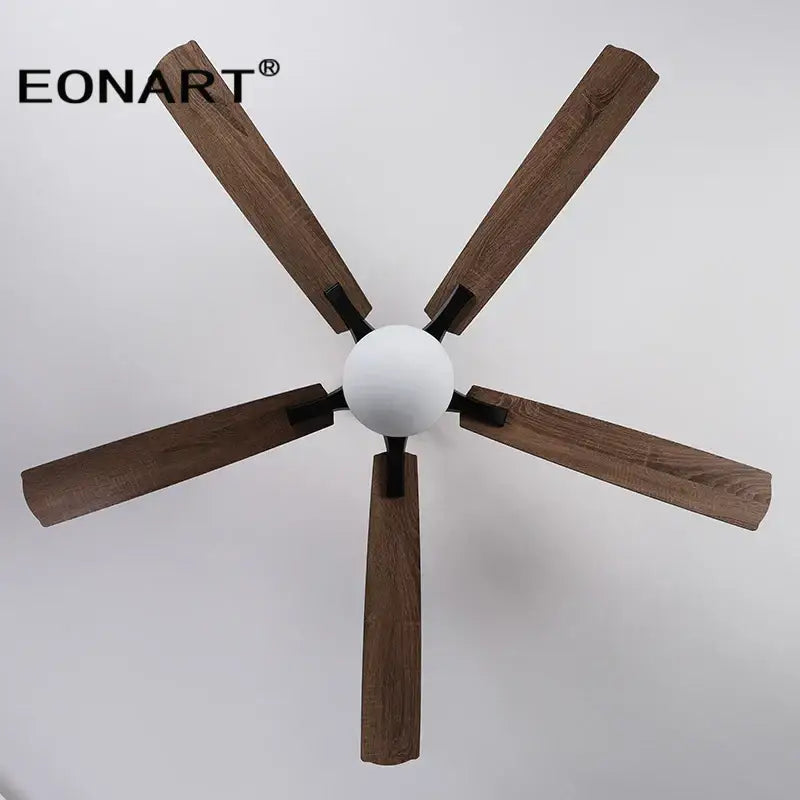 Modern black led modern indoor ceiling fan with wood blades bedroom