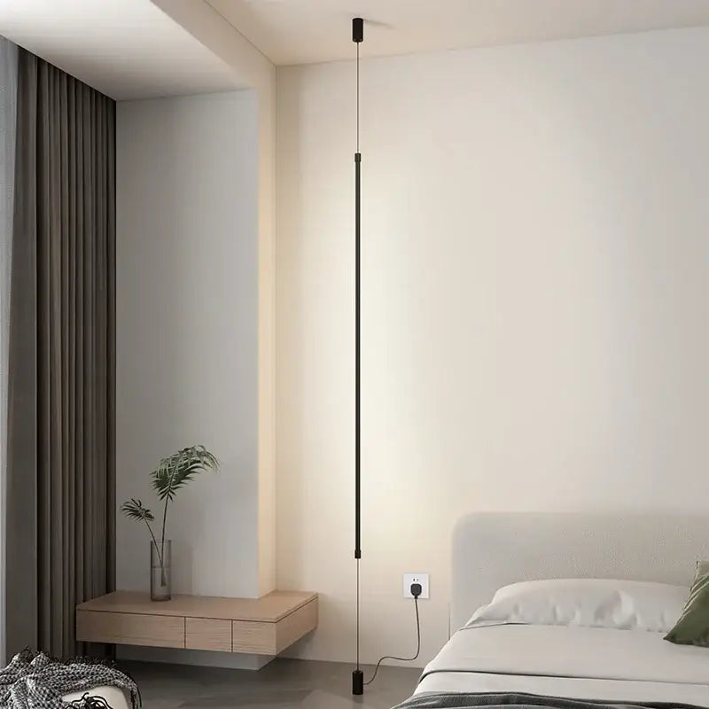 Modern black led pendant light for dining room minimalist rods