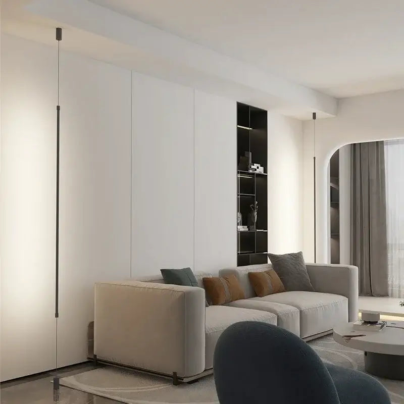 Modern black led pendant light for dining room minimalist rods