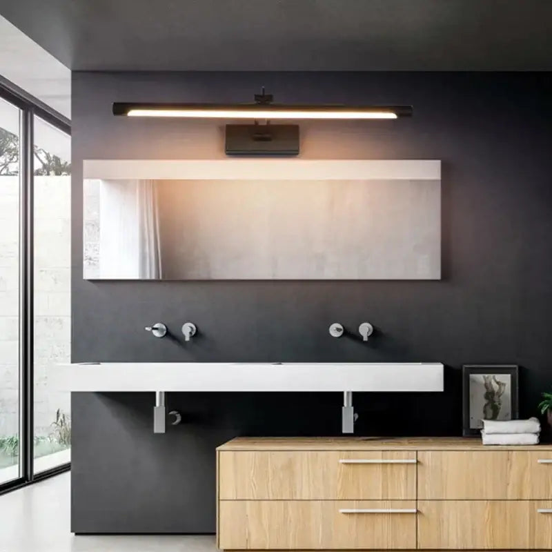Modern black led vanity wall lamp with adjustable arm bathroom
