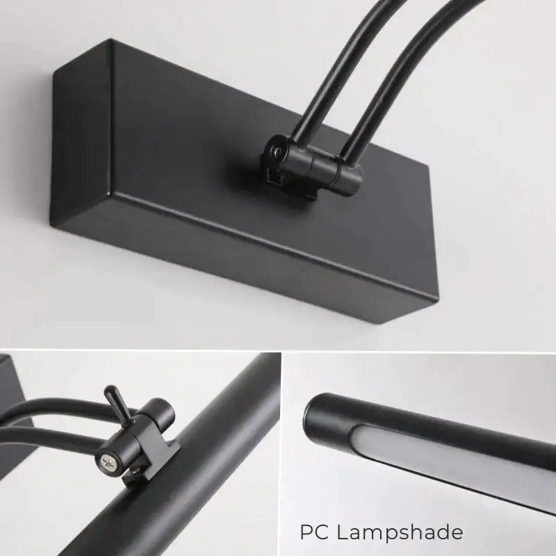 Modern black led vanity wall lamp with adjustable arm bathroom