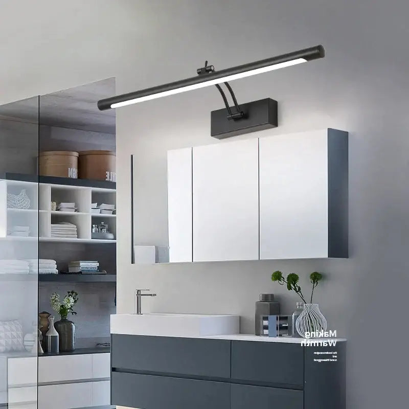 Modern black led vanity wall lamp with adjustable arm bathroom