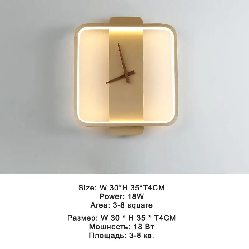 Modern black led wall clock lamp living room minimalist light fixture