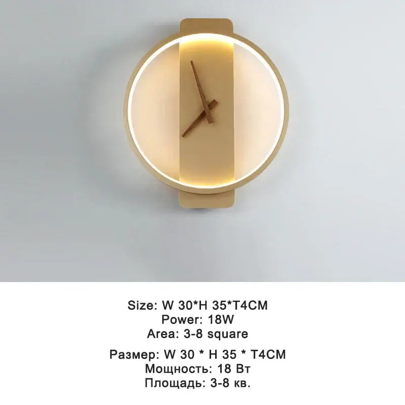 Modern black led wall clock lamp living room minimalist light fixture