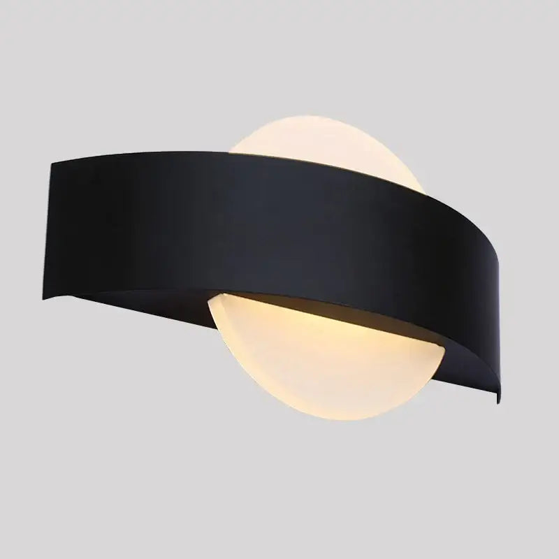Modern black led wall lamp with frosted glass for bedroom