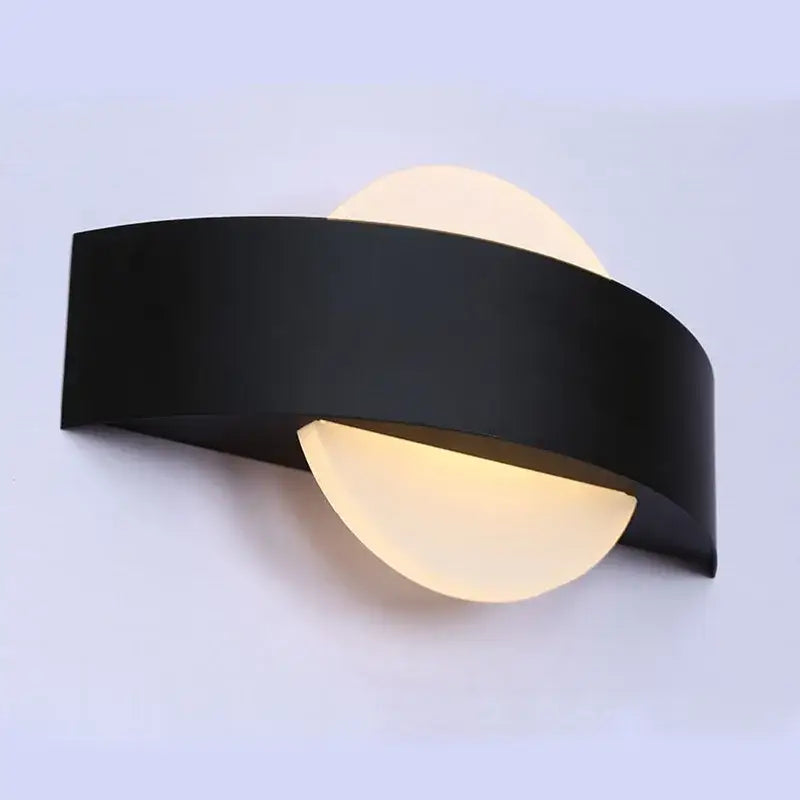 Modern black led wall lamp with frosted glass for bedroom