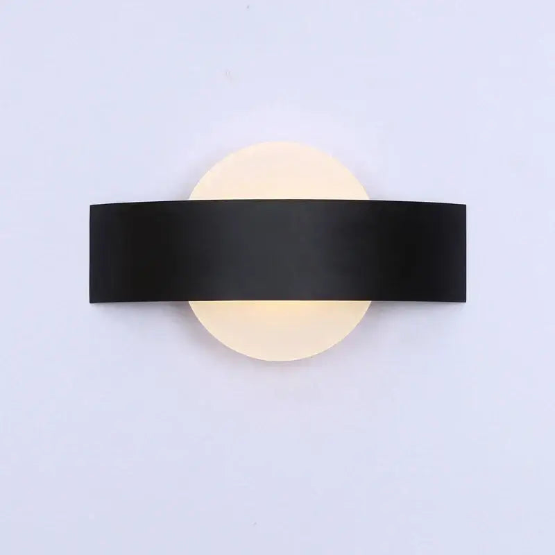 Modern black led wall lamp with frosted glass for bedroom