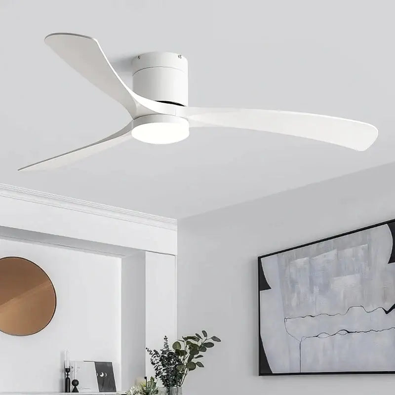 Modern black & light wood ceiling fan with remote control bedroom