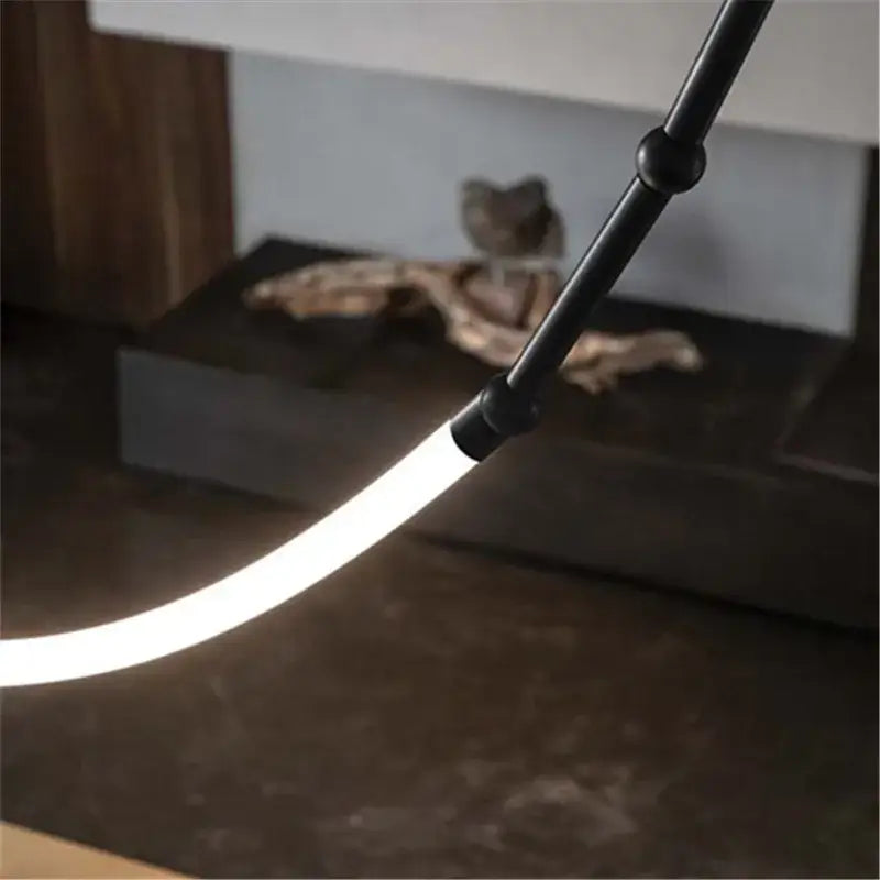 Modern black line chandelier dining room led light strands