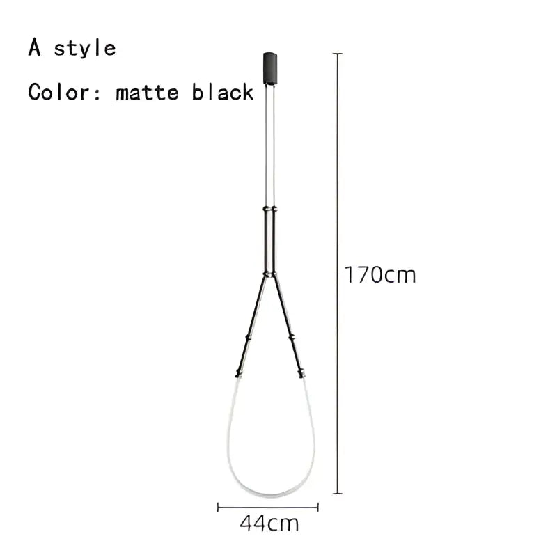 Modern black line chandelier dining room led light strands