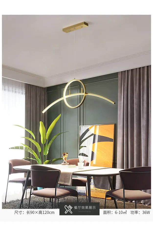 Modern black linear design led light fixture for dining room