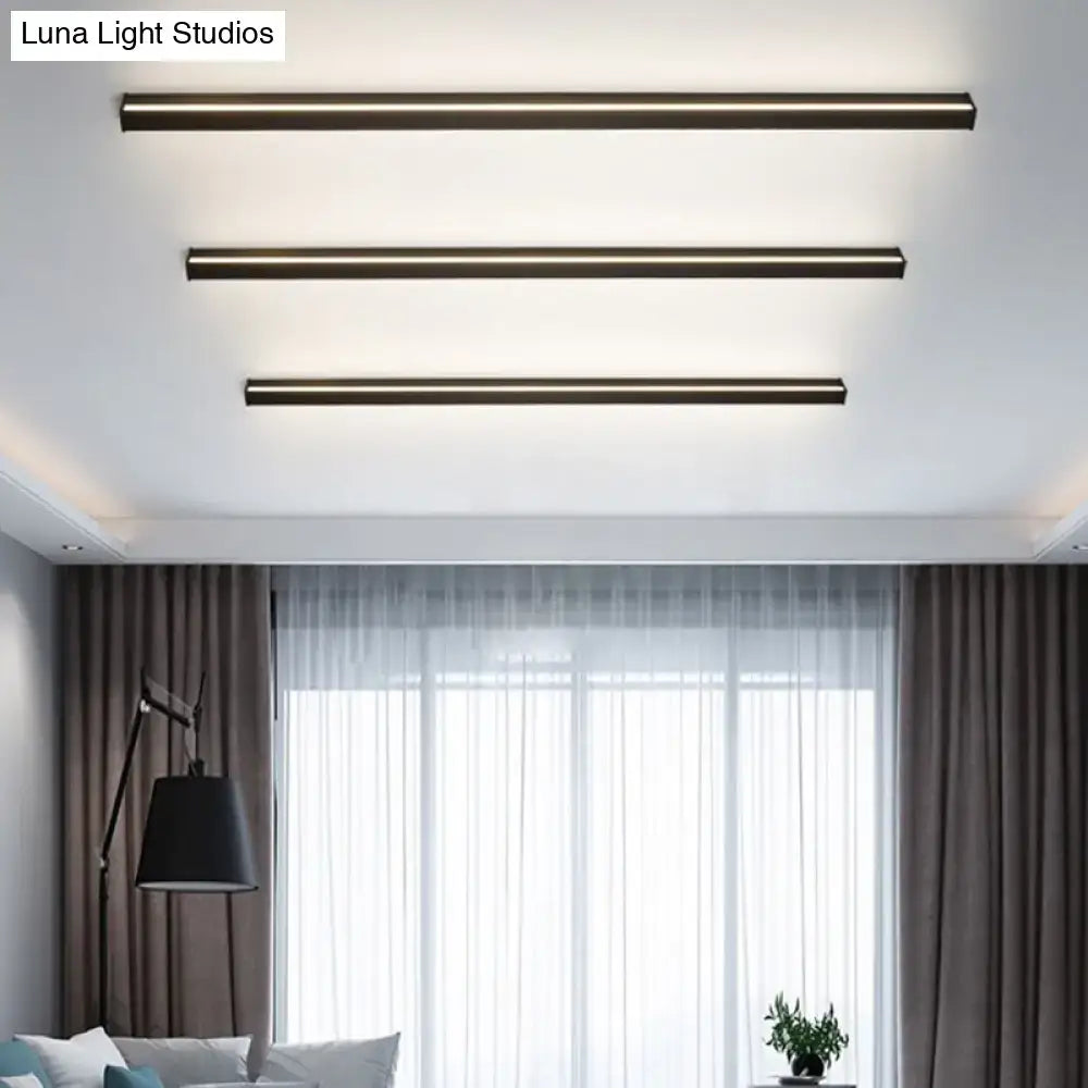 Modern black linear flush mount wall sconce – hallway light