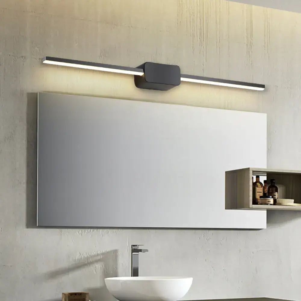 Modern black linear led sconce for bathroom vanity lighting