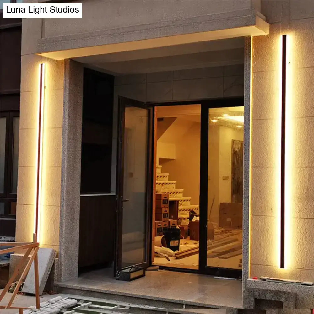 Modern black linear led wall mounted lamp garden outdoor sconce