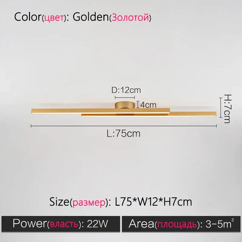 Modern black linear nordic ceiling lamp for living room