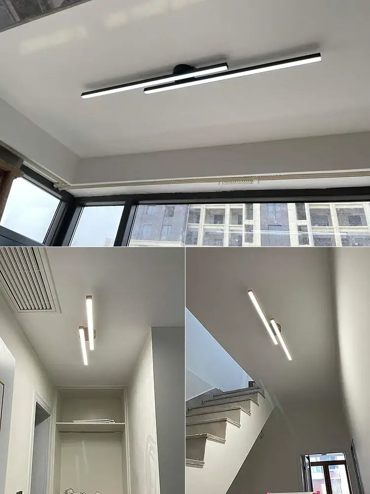 Modern black linear nordic ceiling lamp for living room