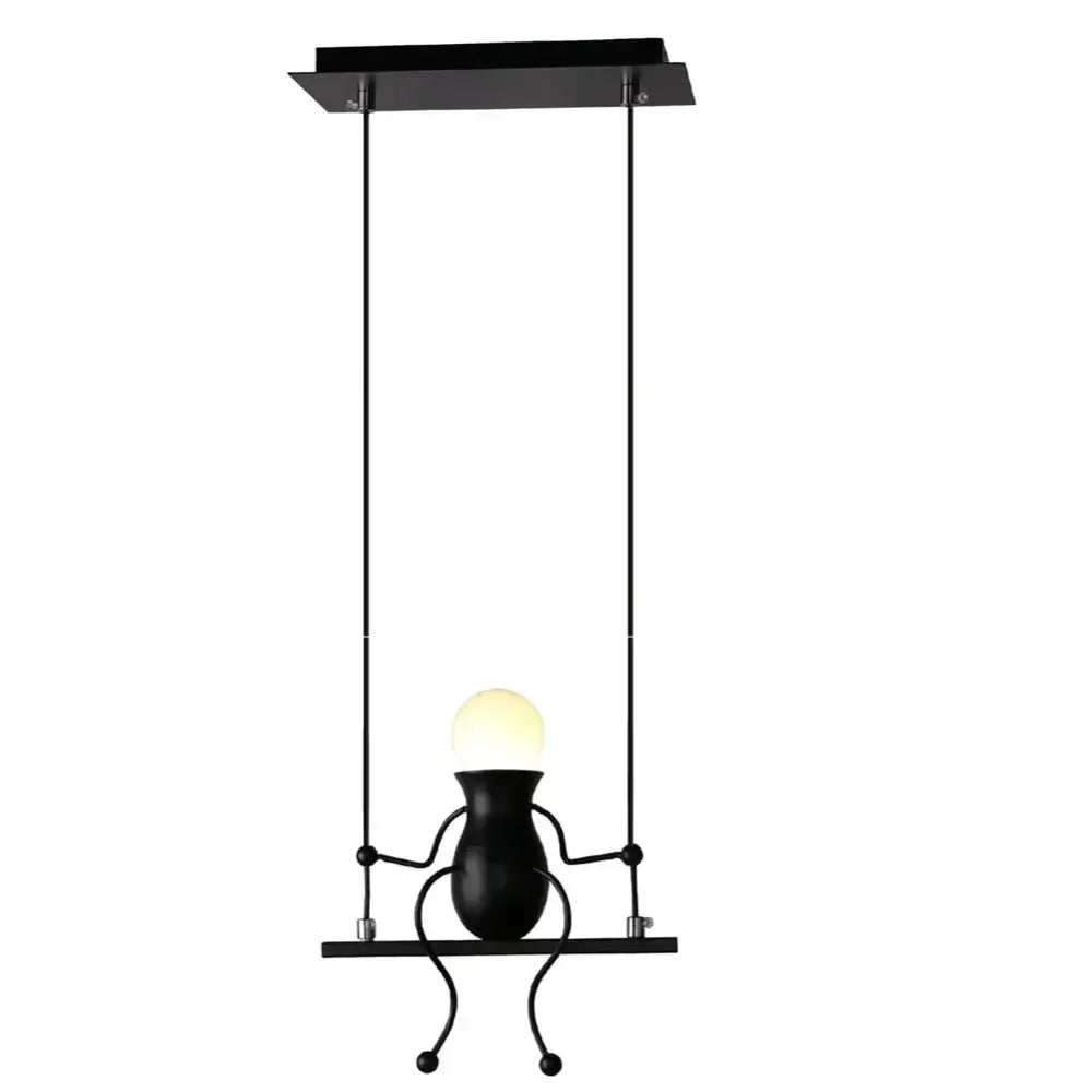 Modern black little man led wall light bedroom figurine sconce