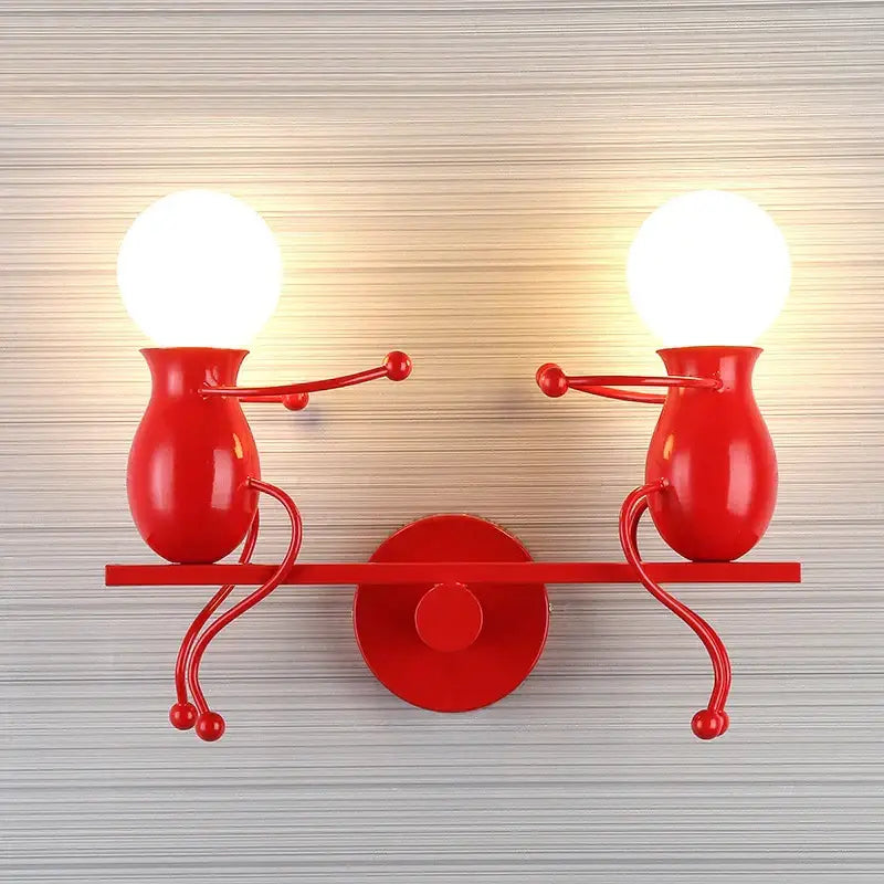 Modern black little man led wall light bedroom figurine sconce