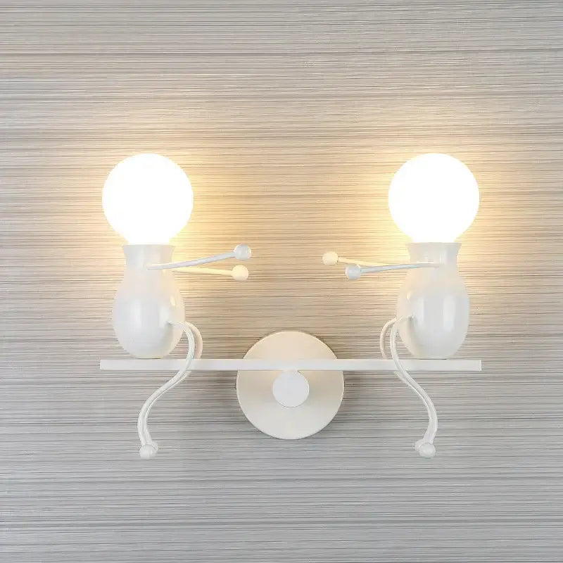 Modern black little man led wall light bedroom figurine sconce