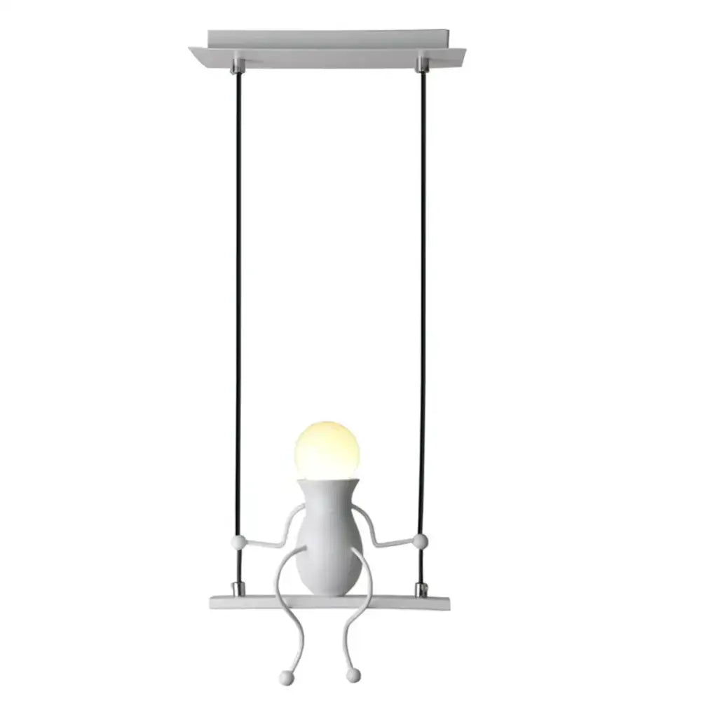 Modern black little man led wall light bedroom figurine sconce
