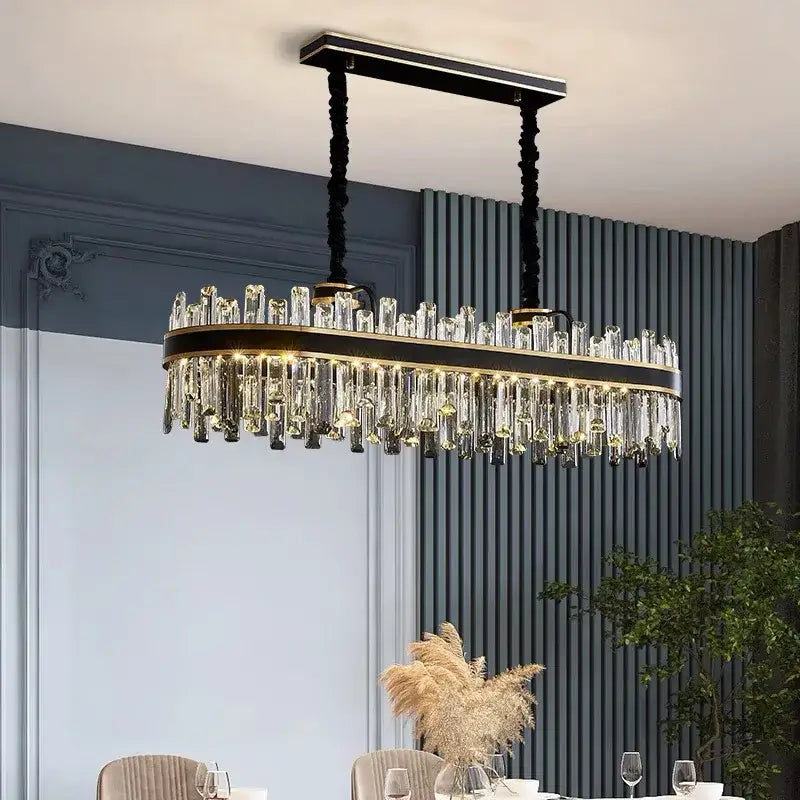 Modern black luxury crystal chandelier – dining room led light