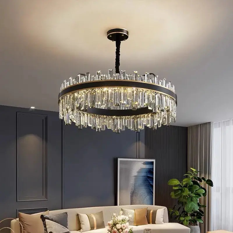 Modern black luxury crystal chandelier – dining room led light