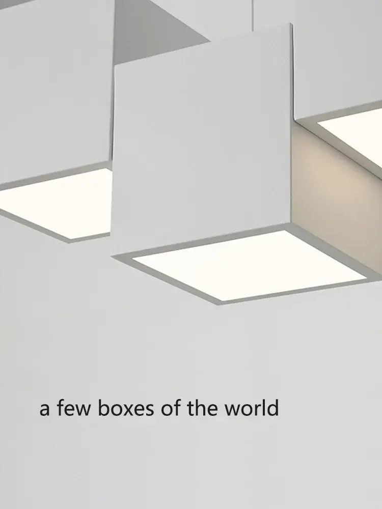 Modern black matte cube pendant lights geometric dining room
