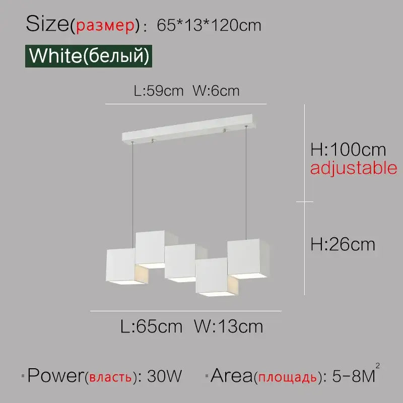 Modern black matte cube pendant lights geometric dining room