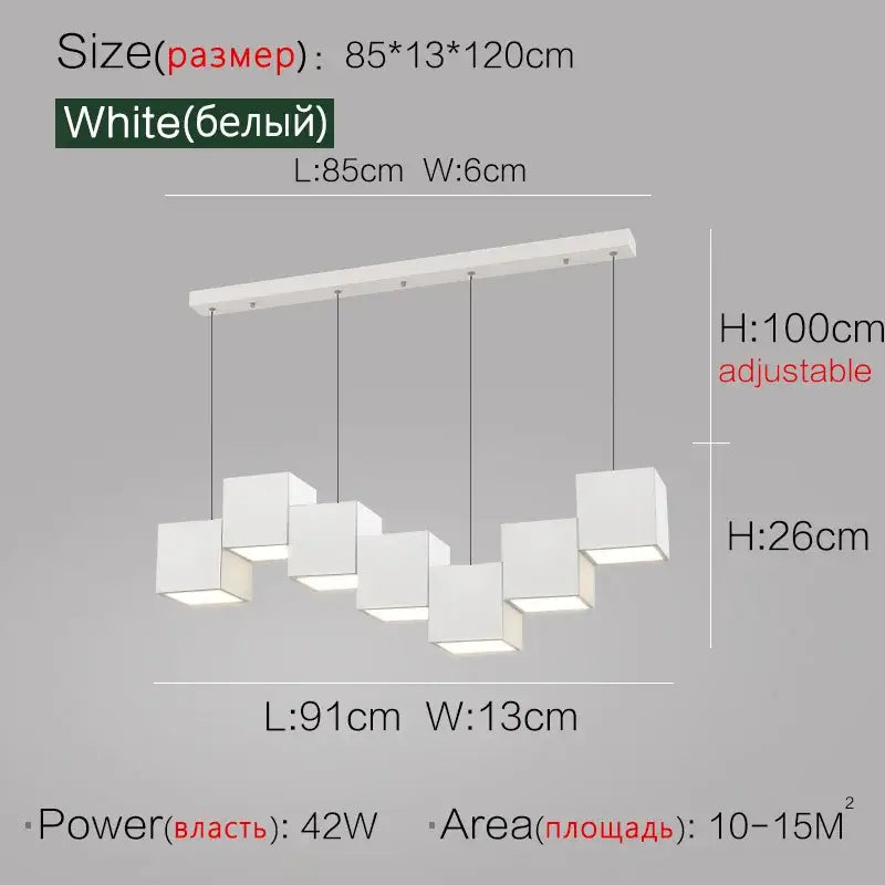 Modern black matte cube pendant lights geometric dining room