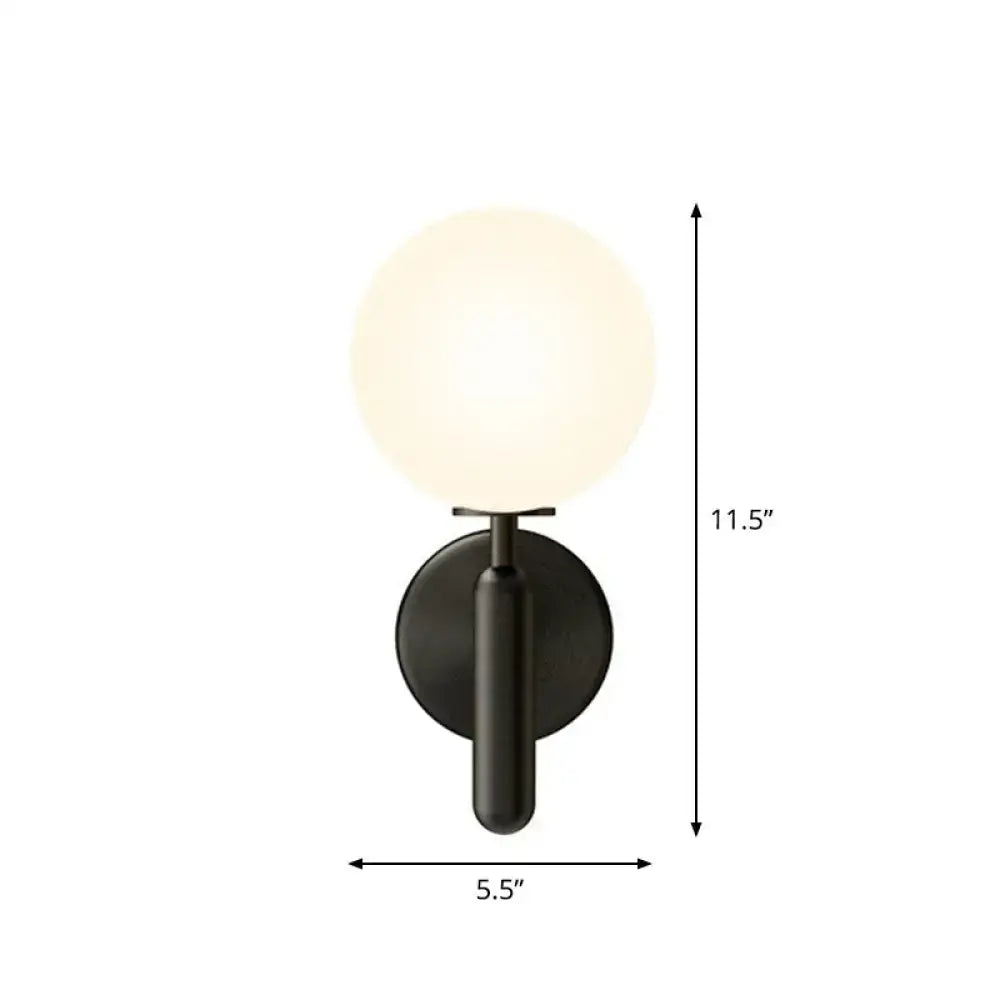 Modern black matte glass globe wall sconce stairs lighting