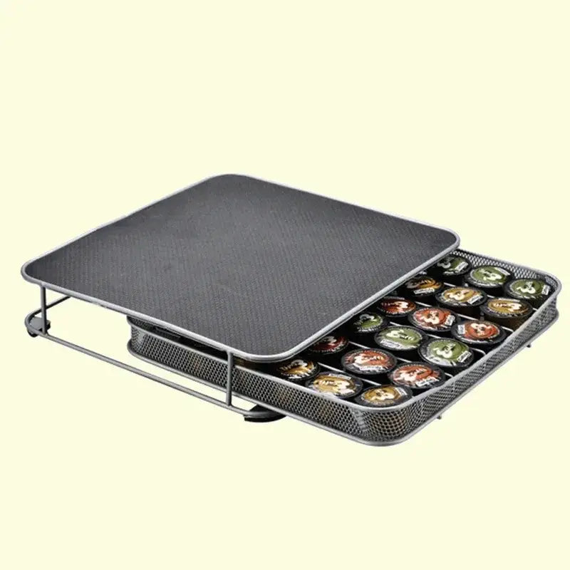 Modern black mesh capsule holder – kitchen coffee pod organizer